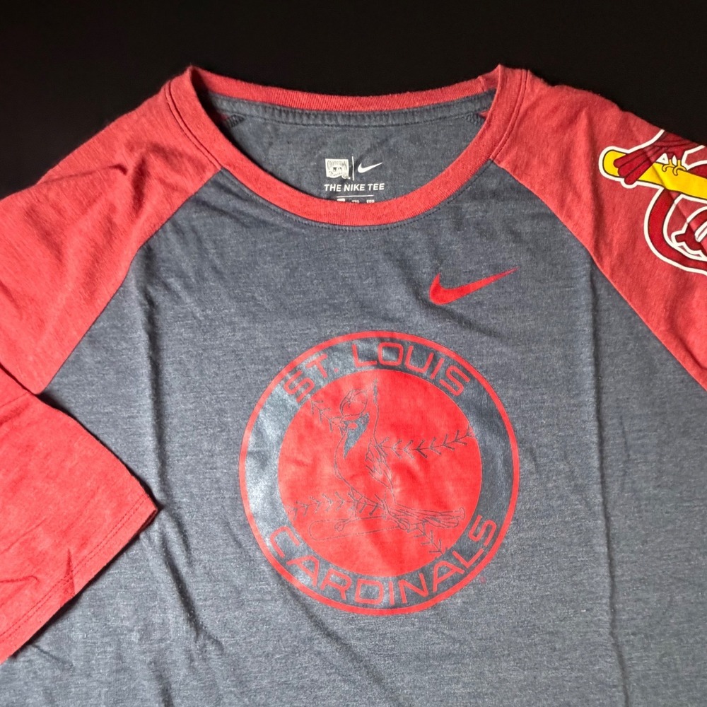 Nike St Louis Cardinals Cooperstown Collection Raglan 3/4 Sleeve Tee XXL J10